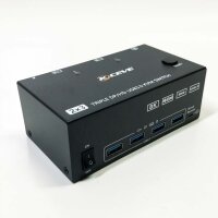 KVM Switch 2 PC 3 Monitore 8K@60Hz 4K@144Hz，MLEEDA HDMI+2 Displayport KVM Switch Triple Monitor für 2 PC Teilen 3 Monitors und 4 USB3.0-Geräte, mit 12V DC Netzteil,Verdrahtet Fernbedienung und 5 Kabel