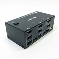 KVM Switch 2 PC 3 Monitore 8K@60Hz 4K@144Hz，MLEEDA HDMI+2 Displayport KVM Switch Triple Monitor für 2 PC Teilen 3 Monitors und 4 USB3.0-Geräte, mit 12V DC Netzteil,Verdrahtet Fernbedienung und 5 Kabel