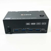 KVM Switch 2 PC 3 Monitore 8K@60Hz 4K@144Hz，MLEEDA HDMI+2 Displayport KVM Switch Triple Monitor für 2 PC Teilen 3 Monitors und 4 USB3.0-Geräte, mit 12V DC Netzteil,Verdrahtet Fernbedienung und 5 Kabel