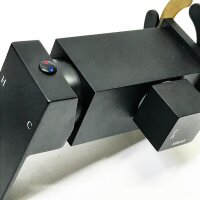 SHANFO 3 Loch Wannenrandarmatur Wasserfall, 3 Loch Badewannenarmatur mit Handbrause,Einzelgriff Wannenarmatur,Kaltes und Heißes Badarmatur Badewanne,Schwarz,6Y3OK