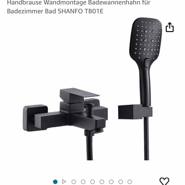 Schwarz Badewanne Wasserhahn,Badewannenarmatur mit Handbrause Wandmontage Badewannenhahn für Badezimmer Bad SHANFO TB01E