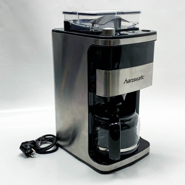 HANSEATIC Kaffeemaschine mit Mahlwerk HCMG105015SD, 1,5l Kaffeekanne, Papierfilter 1x4, mit LCD Display und Timer