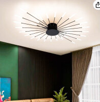 minifair Modern LED Ceiling Light 28 Heads Black Flush Mount Ceiling Light Acrylic Lampshade Chandelier for Kids Room Bedroom Living Room 4000K Neutral Flower Shape Light