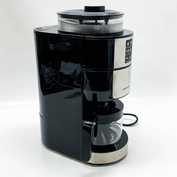 PRIVILEG coffee machine with grinder for 6 cups (pot has minimal scratches), paper filter, individual grinding level, programmable coffee strength.