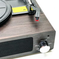 FYDEE Vinyl Plattenspieler Bluetooth Schallplattenspieler (Ohne OVP) - Vintage Turntable mit Eingebauten Stereo-Lautsprechern, 3-Gang 33/45/78 U/min, RCA Ausgang, AUX-Eingang - Schwarznussholz