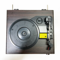 FYDEE Vinyl Plattenspieler Bluetooth Schallplattenspieler (Ohne OVP) - Vintage Turntable mit Eingebauten Stereo-Lautsprechern, 3-Gang 33/45/78 U/min, RCA Ausgang, AUX-Eingang - Schwarznussholz