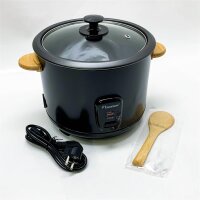 BESTRON rice cooker ARC180BW, 700 W, with bamboo handles, including measuring cup & rice spoon, 1.8 L capacity
