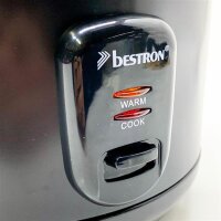 BESTRON rice cooker ARC180BW, 700 W, with bamboo handles, including measuring cup & rice spoon, 1.8 L capacity