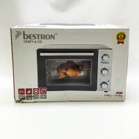 BESTRON AOV31 Minibackofen 2-in-1 Gerät, mit Drehspieß, 1500 W, Edelstahl, Schwarz