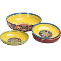 Bico Tunisian ceramic pasta bowls, set of 5 (1 unit 6330 ml, 4 units 1035 ml), for pasta, salad, microwave and dishwasher safe