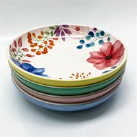 Bico Flower Carnival Keramik-Nudelschüssel 5er-Set 6330 ml und 4x 1035 ml für Pasta und Salat mikrowellen- und spülmaschinenfest