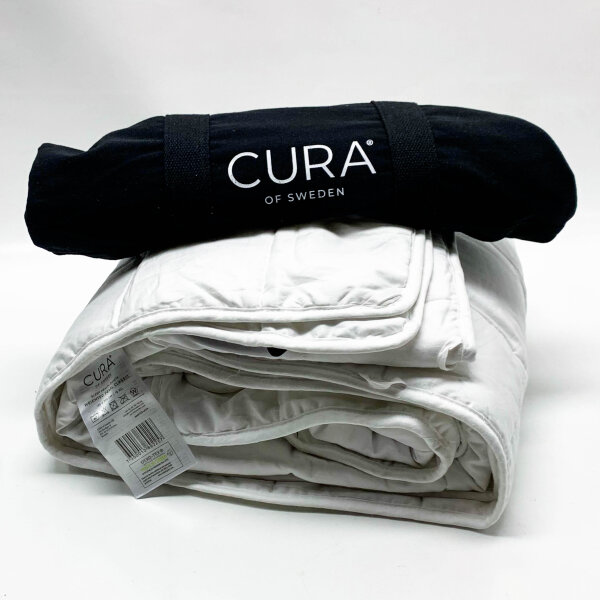 CURA Pearl Classic 135 x 200 13kg Premium Cotton Weighted Blanket - Weighted Blanket - Relieves Symptoms of Insomnia, Stress and Anxiety, White/White