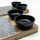 LIKAYA serving board LUIS set of 2 made of FSC® acacia wood with slate plate and sauce bowls - perfect as a grill board, steak board, grill accessory and gift for steak, burgers and sushi