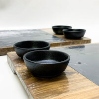 LIKAYA serving board XXL Domingo set of 2 made of FSC® acacia wood with slate plate and sauce bowls | Grill board, steak board, grill accessories and gift for steak, burgers & sushi!