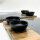 LIKAYA serving board XXL Domingo set of 2 made of FSC® acacia wood with slate plate and sauce bowls | Grill board, steak board, grill accessories and gift for steak, burgers & sushi!