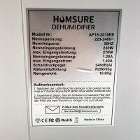 Luftentfeuchter 20L, Luftentfeuchter Kellerräume 200m³ (~50 m²) mit Digitalanzeige, Timer, Automatisches Abtauen, Trockene Kleidung, Kontinuierlicher Abfluss