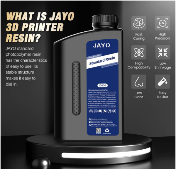 JAYO 3D Printer Resin, 405nm UV Standard Fast Curing Photopolymer Resin for 4K/6K/8K LCD DLP SLA 3D Printer, High Precision, Low Shrinkage, Gray + Dark Gray, 1000g, 2 Pcs