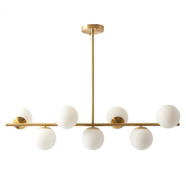 KCO Modern Gold Ceiling Chandelier Lamp with White Frosted Glass Balls Adjustable Bedroom Pendant Chandelier for Dining Room Living Room Kitchen