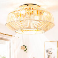 hummst Boho Rattan Ceiling Fan with Lighting and Remote...