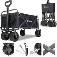 Sekey beach cart with extra large wheels (without original packaging), folding garden cart with telescopic handle and brakes, 200 kg off-road, classic 3017