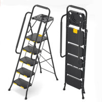 KINGRACK 5 Step Ladder with Tool Platform, Folding Step...