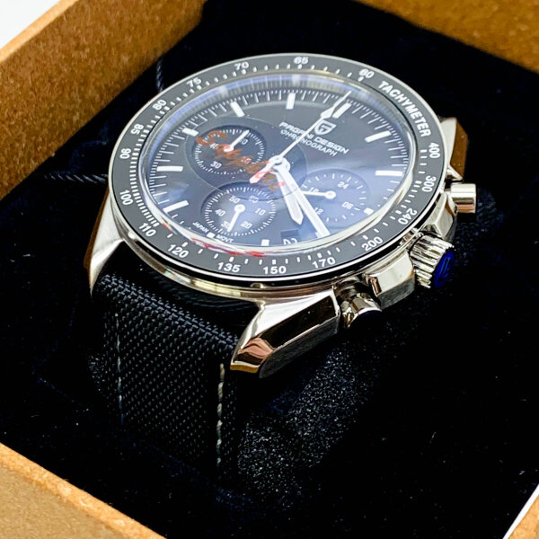 Pagani Design PD-1701 V3 Moon Quarz-Chronograph für Herren, japanisches Uhrwerk VK63 aus rostfreiem Stahl, schwarzes Nylon, Sangle