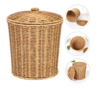 ABOOFAN Basket Trash Can Braided Trash Can Rattan Waste...