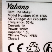 Yabano Ice Maker (with Dents), 12kg Home Ice Cream Maker, S/L Ice Size, Silent Ice Maker, Ice Maker for Home/Bar, BPA Free, Stainless Steel, ICM-1255