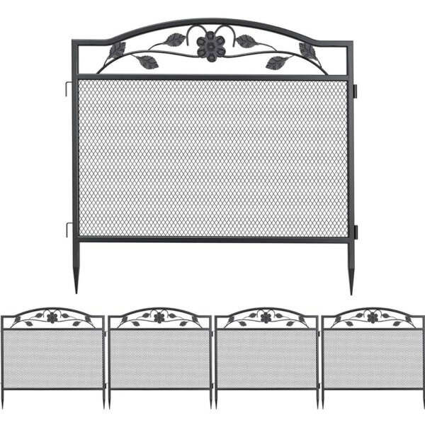 unho 5-Panel-Gartenzaun aus Metall: Outdoor-Eisenzaun, modulare Blumenbeeteinfassung für Hunderasen, dichtes Netz, dekorativ