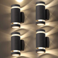 CELAVY LED wall light outdoor wall lamp pack of 4, IP65 outdoor lamp outdoor light outdoor light wall GU10, modern up down outdoor lighting outdoor wall light outdoor lighting terrace balcony house, black