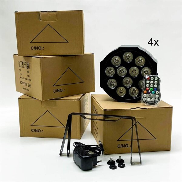 GdjRttk 4PCS LED Par Battery RGBWA+UV 6-in-1 LED, 12 LED Rechargeable Stage Light Par Headlight with 7 Lighting Modes, Timing LED Spotlight for Wedding Bar DJ Show Disco