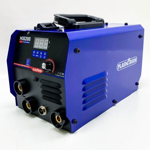 PLASMARGON cored wire welding machine (handle of mask missing) without gas 200 amps, 3 in 1 combination welding machine No Gas Flux MIG MMA LIFT TIG - IGBT, synergic wire feed, cored wire 0.8mm, 230 V, MIG200