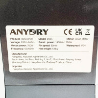 anydry 2065 Hand Dryer, Commercial Electric Hand Dryer with Sponge Filter, Super Strong, 7-10 Seconds to Dry, 1750-2050 Watt (Silver)