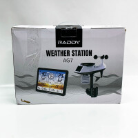 Raddy AG7 Wetterstation Funk mit Außensensor Thermometer Hygrometer, 7,4 Digital Display DCF-Funkuhr, Temperatur-Feuchtigkeits-Monitor mit Wettervorhersage und Barometer