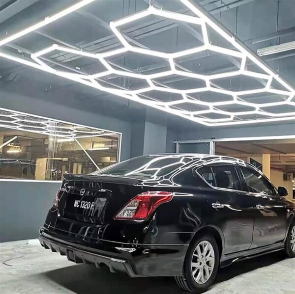 Kizirl Hexagonal LED Car Shop Light 534W 60000lm 6500K Daylight White Hexagonal LED Light for Car Care Car Wash Room LED Garage Ceiling Light