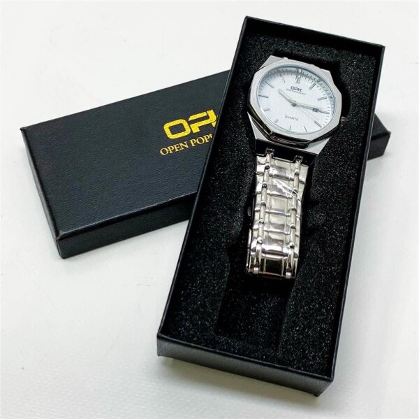 OLEVS Mens Watch Silver Stainless Steel Minimalist Business Waterproof Luminous Date Quartz Analog Wrist Watch in Fashion, No. 8139