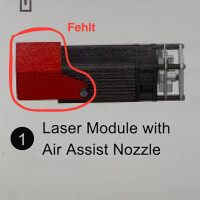 Genmitsu 10W Compressed Spot Fixfokus-Lasermodul mit Luftzufuhrdüse (Anschlusskabel, Schutzscheibe fehlt), für Genmitsu 4040-PRO, PROVerXL 6050 Plus CNC Router, Jinsoku LE-1620 & LC-60A Lasergravierer 0,8mm*0,8mm Brennpunkt