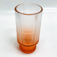 Smiths Mason Jars 4er-Pack gerippte 16-Unzen-Gläser mit Strohhalm, Glaswaren-Set – 285 ml Eiskaffeetassen, geriffelter Becher im Origami-Stil für Cocktails, Saft (Orange)