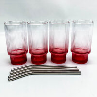 Smiths Mason Jars 4 Pack Ribbed 16oz Glasses with Straw...