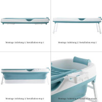 Schwänlein® Faltbare Badewanne Erwachsene 158x64x54cm | Klappbare mobile Badewanne ideal für kleine Badezimmer | foldable bathtub | tragbare Klappbadewanne zum Aufstellen blau