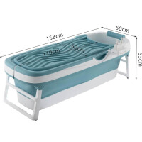 Schwänlein® Faltbare Badewanne Erwachsene 158x64x54cm | Klappbare mobile Badewanne ideal für kleine Badezimmer | foldable bathtub | tragbare Klappbadewanne zum Aufstellen blau