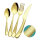 Xideman® cutlery set for 6 people, modern hammered, with ultra-sharp 2-in-1 serrated knife, cutlery set 18/10 stainless steel, 24 pieces, knife forks spoon set, dishwasher safe (champagne gold)