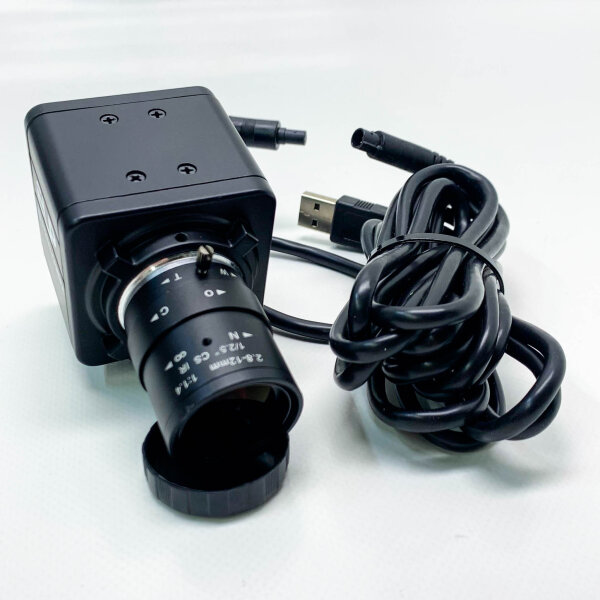 ELP USB connection HD digital camera, 2.8-12mm, 1:1.4, 1/2.5, CS IR, power: DC5V, ELP-USB8MP02G-MFV, black