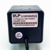 ELP USB Anschluss HD Digital Kamera, 5-50mm, 1:1.6, HD 1/2.7", CS IR, Power: DC5V, ELP-USBFHD08S-MFV, schwarz