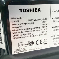 Toshiba MW2-MG20PF(BK)/GE (with scratches) microwave oven 800 W with crispy grill & combination cooking function, 5 power levels, 1000 W grill power, black