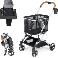 Beberoad folding shopping trolley with 52L capacity and load capacity up to 25kg, portable shopping trolley with sturdy aluminum frame, removable bag, ideal for seniors, camping, traveling and everyday life