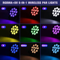 GdjRttk RGBWA UV LED Par Akku, 12 LED Wiederaufladbarer...