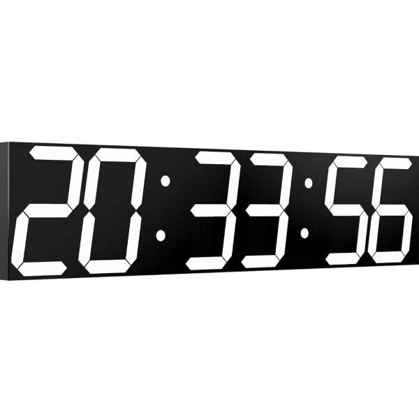 CHKOSDA Digital Wall Clock, Oversized LED Digital Clock with Auto Dimmer, Large Countdown Timer with Remote Control, 27in Wide LED Display, Wall Mount, Date and Temperature (White)