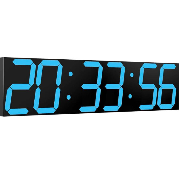 CHKOSDA Digitale Wanduhr, übergroße LED-Digitaluhr mit Auto-Dimmer, riesiger Countdown-Timer mit Fernbedienung, 27in breites LED-Display, 6 Ziffern, Wandhalterung, Datum und Temperatur (Eisblau)