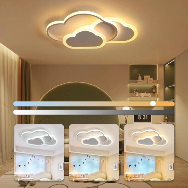 LED ceiling light - 42W childrens room lamp ceiling, creative cloud lamp, LED lamps ceiling lamps dimmable with remote control 3000K-6000K, 52CM ceiling lamp LED for living room, bedroom, childrens room